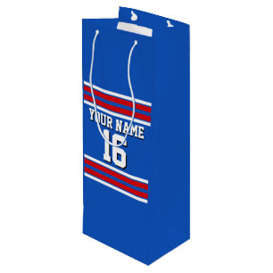 Bolsa Para Vino Azul zafiro con franjas blancas rojas Jersey