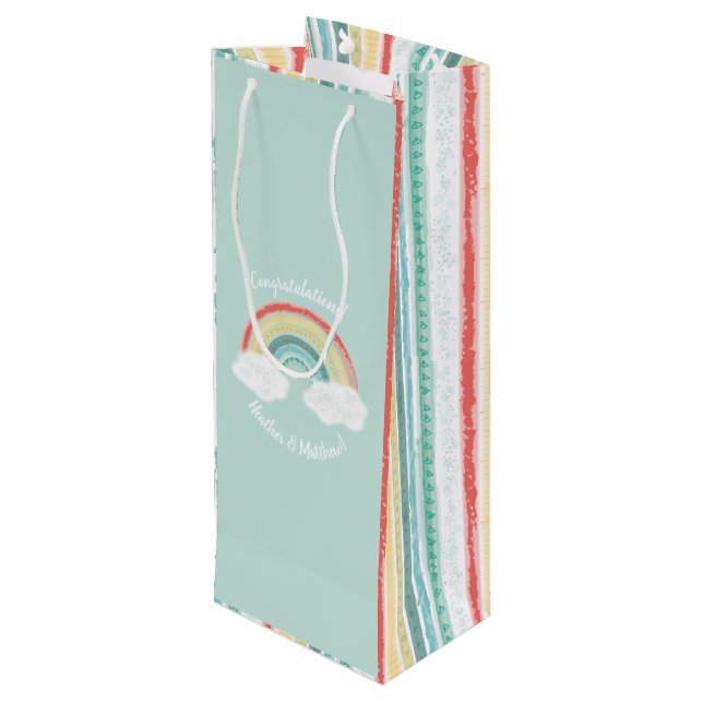 Bolsa Para Vino Baby Shower arcoiris (Angulo reverso)