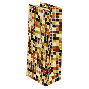 Bolsa Para Vino Baldosas de piscina, mosaicos marrones, patrón geo