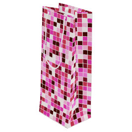 Bolsa Para Vino Baldosas de piscina, mosaicos rosados, patrón geom