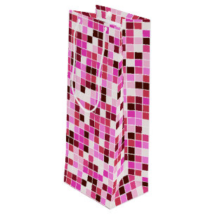 Bolsa Para Vino Baldosas de piscina, mosaicos rosados, patrón geom