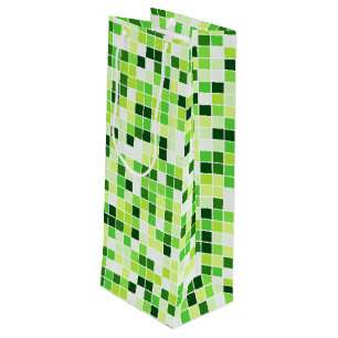 Bolsa Para Vino Baldosas de piscina, mosaicos verdes, patrón geomé