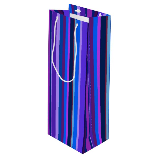 Bolsa Para Vino Bandas verticales azul y violeta (Angulo Anverso)