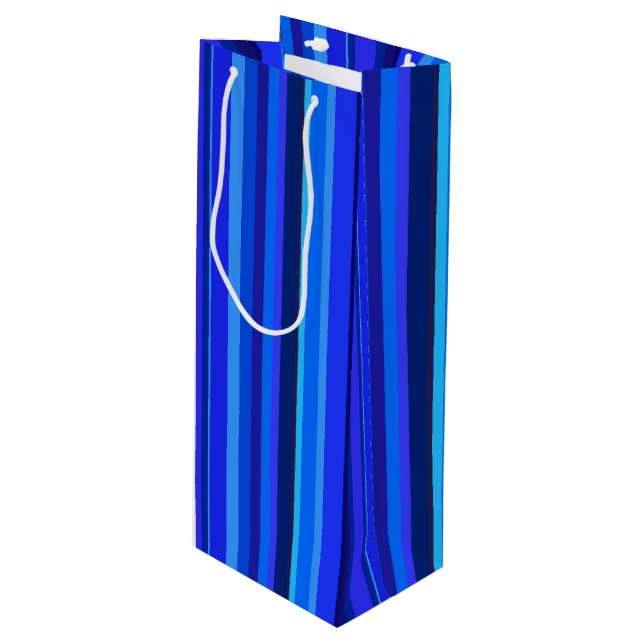 Bolsa Para Vino Bandas verticales azules (Angulo Anverso)