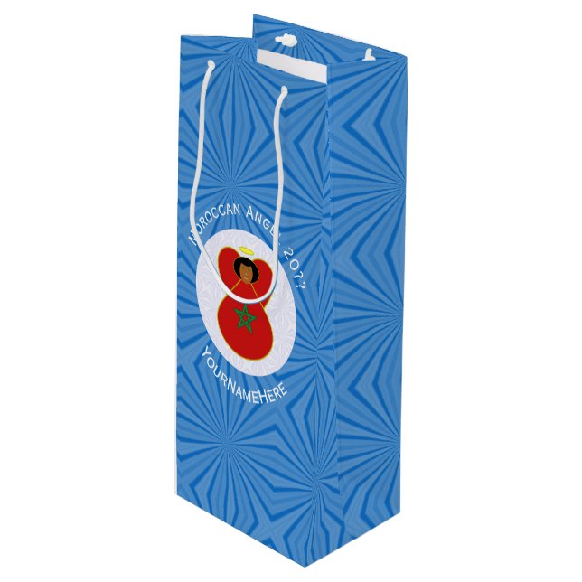 Bolsa Para Vino Bandera de Angel Hanukkah marroquí personalizada (Angulo Anverso)