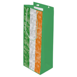 Bolsa Para Vino Bandera de Irlanda con el patrón de shamrock Wine 