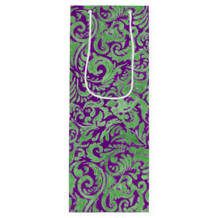 Bolsa Para Vino Batik floral verde púrpura