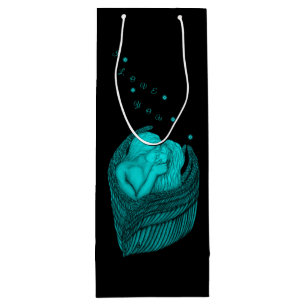 Bolsa Para Vino Besada de ángeles , diseño negro y verde