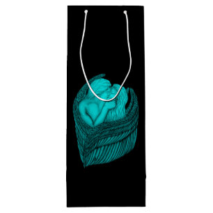 Bolsa Para Vino Besada de ángeles , diseño negro y verde