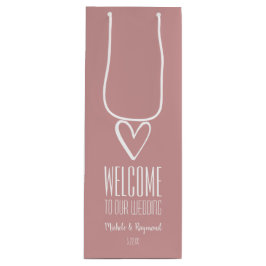 Bolsa Para Vino Bienvenidos a nuestro Boda Dusty Rosa