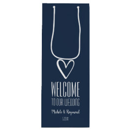 Bolsa Para Vino Bienvenidos a nuestro Boda Navy Blue