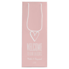 Bolsa Para Vino Bienvenidos a nuestro Boda Rubor Pink