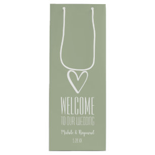 Bolsa Para Vino Bienvenidos a nuestro Boda Sage Green