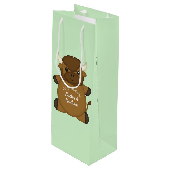 Bolsa Para Vino Bison Buffalo Baby Shower (Angulo Anverso)