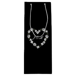Bolsa Para Vino  Black and White Floral Wedding Wine Gift Bag