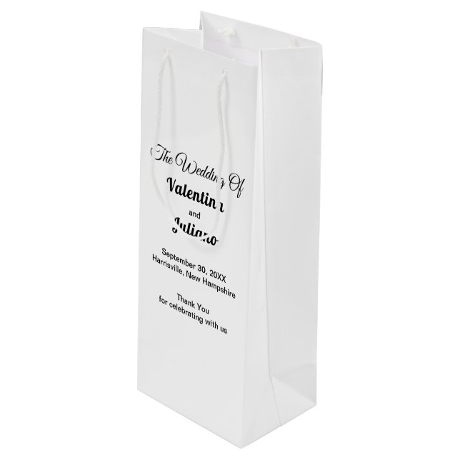 Bolsa Para Vino Black and White Wedding Wine Gift Bag (Angulo Anverso)