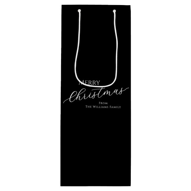 Bolsa Para Vino Black Modern Minimalist Merry Christmas (Anverso)