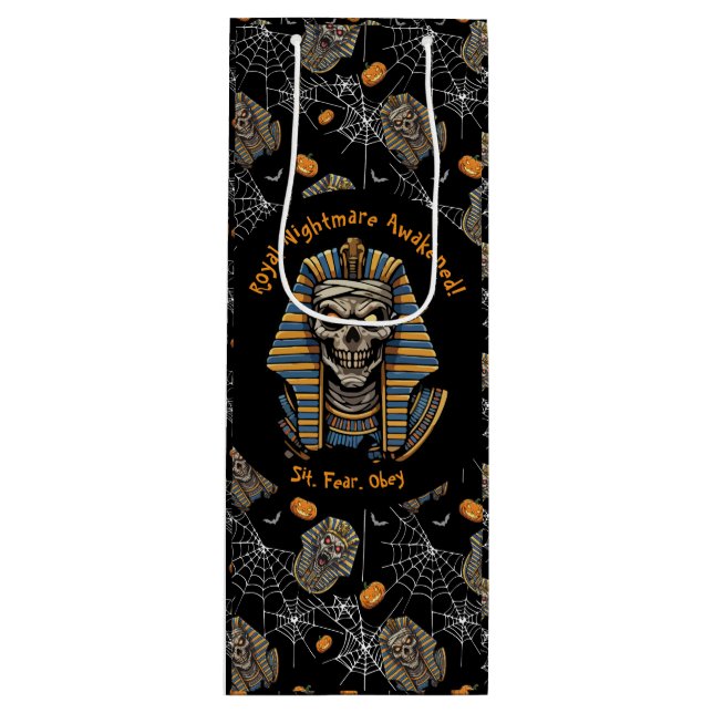 Bolsa Para Vino 🖤 Black Pharaoh Mummy Gift Bag 🎃 👑 (Anverso)
