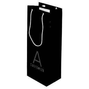 Bolsa Para Vino Blanco negro Nombre personalizado inicial moderno
