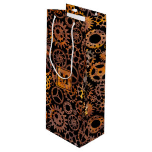 Bolsa Para Vino Bloque monográfico de engranajes de rusty de color