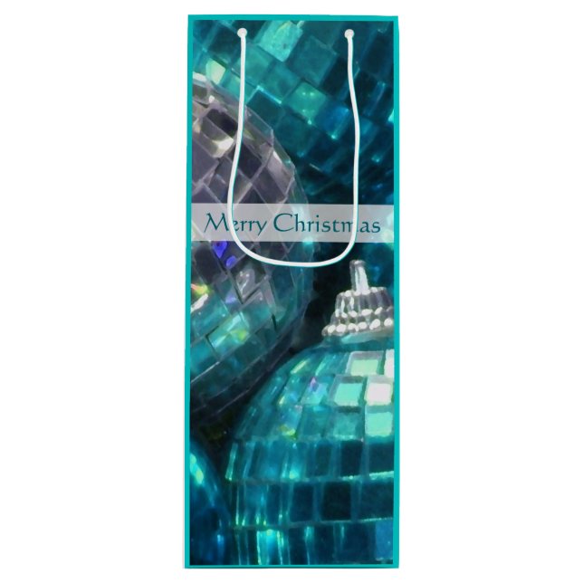 Bolsa Para Vino Blue Baubles Feliz regalo de Navidad (Anverso)