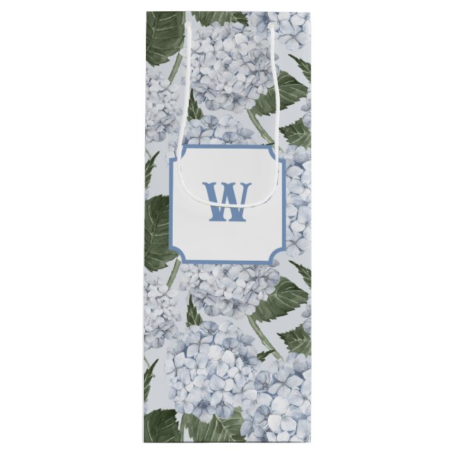 Bolsa Para Vino Blue Hydrangea Garden Floral  (Anverso)