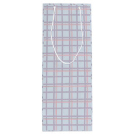 Bolsa Para Vino Blue & Maroon Plaid Pattern Wine Gift Bag