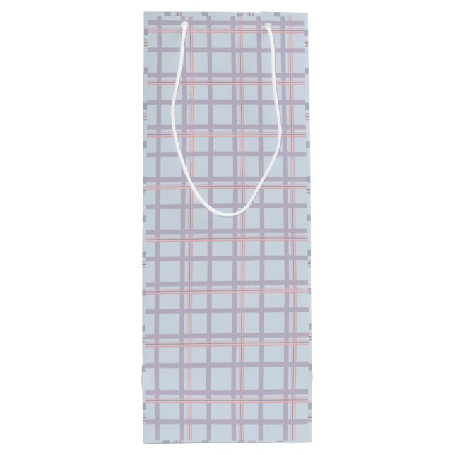Bolsa Para Vino Blue & Maroon Plaid Pattern  Wine Gift Bag (Reverso)