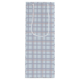 Bolsa Para Vino Blue & Maroon Plaid Pattern  Wine Gift Bag