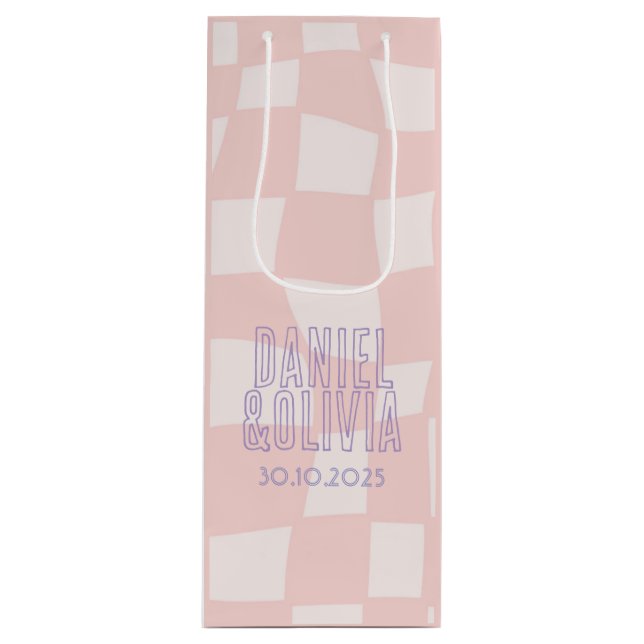 Bolsa Para Vino Boda cuadrado rosado (Anverso)