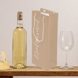 Bolsa Para Vino Boda de guiones estilizados de Beige