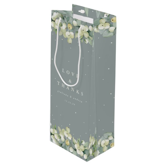Bolsa Para Vino Boda de Invierno Seafoam Green Snowberry+Eucalyptu (Angulo Anverso)