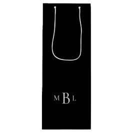 Bolsa Para Vino Boda Monograma blanco y negro