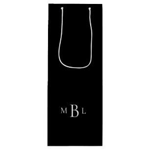 Bolsa Para Vino Boda Monograma blanco y negro