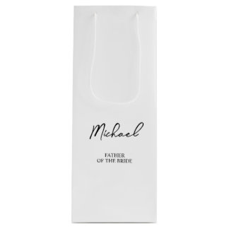 Bolsa Para Vino Boda Personalizada de Nombre en Negro y Blanco