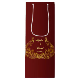 Bolsa Para Vino Boda Real Burgundy Gold Peacock