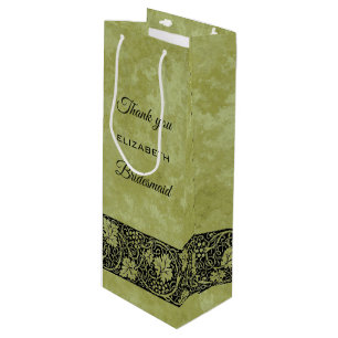 Bolsa Para Vino Boda Vintage, Hojas de Vid Victorianas