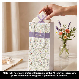 Bolsa Para Vino Boho Amapolas Lavanda Monograma Nombre Flor Silves