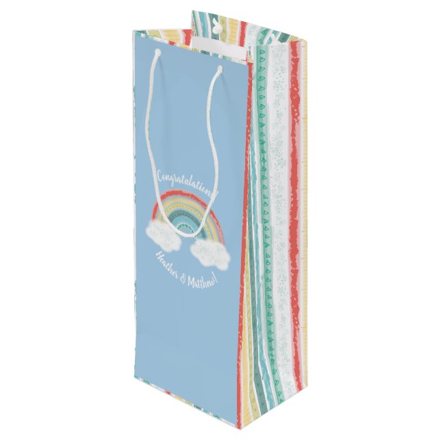 Bolsa Para Vino Boho Rainbow Baby Shower Blue Boy (Angulo reverso)
