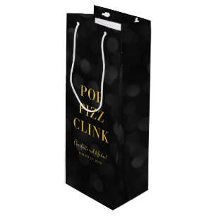 Bolsa Para Vino Bokeh Oscuro Falso Dorado Pop Burbujas Tilín