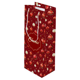 Bolsa Para Vino Bolas de Navidades rojos y plateados