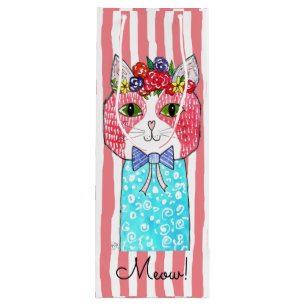 Bolsa Para Vino Bolsa de tocador de vino de gato dulce y colorido