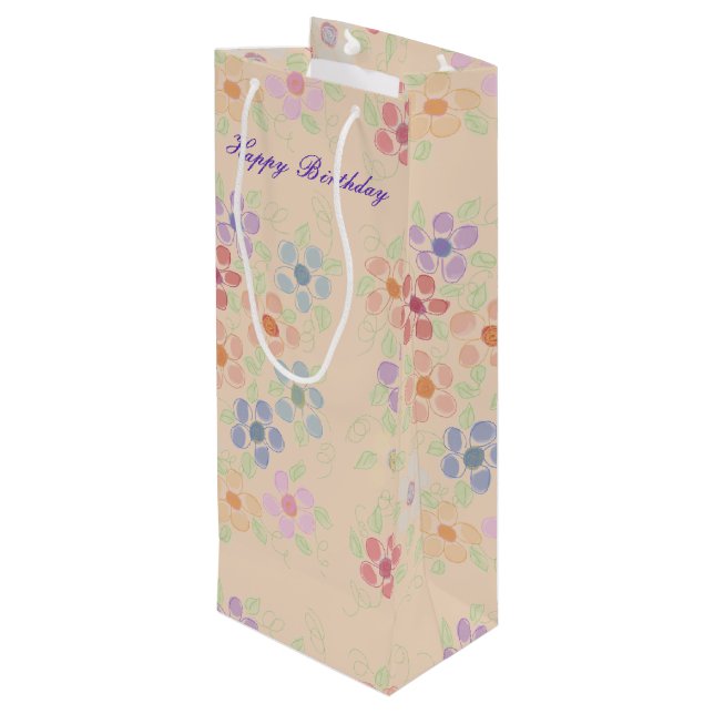 Bolsa Para Vino Bolsa de vino con flores de bonito (Angulo reverso)