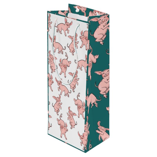 Bolsa Para Vino Bolsa de vino de cerdo feliz (Angulo reverso)