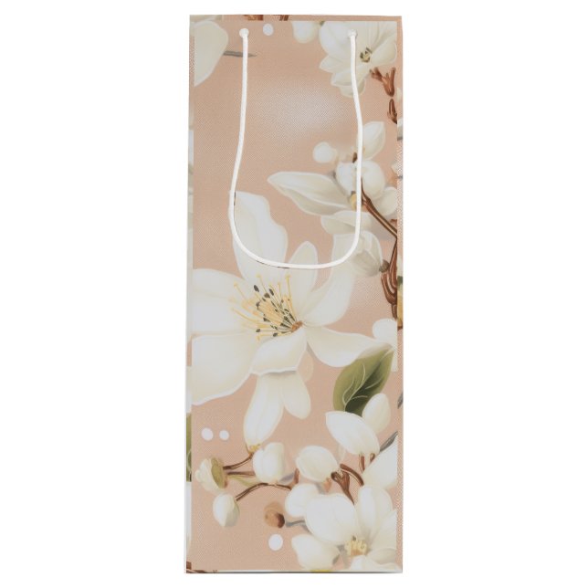 Bolsa Para Vino "Bolsa de vino elegante en flor" (Anverso)