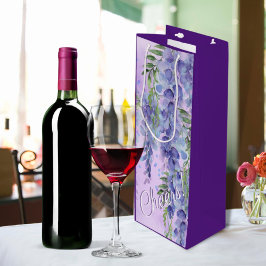 Bolsa Para Vino Bolsa de vino morado de color de agua floral