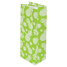 Bolsa Para Vino Bolso blanco verde del regalo de la piña y de la