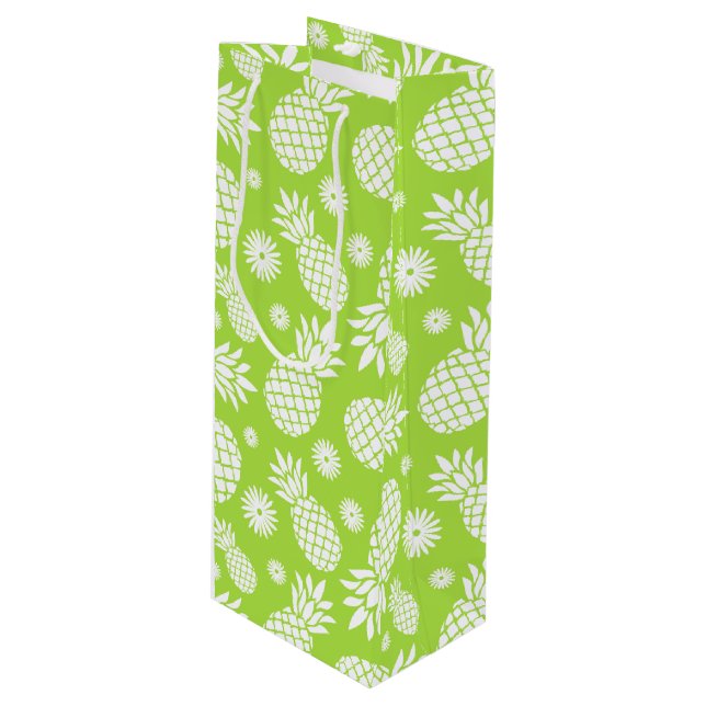 Bolsa Para Vino Bolso blanco verde del regalo de la piña y de la (Angulo Anverso)