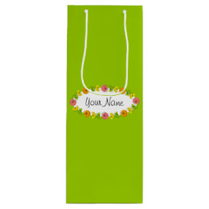 Bolsa Para Vino Bolso de regalo verde óvalo cítrico vino