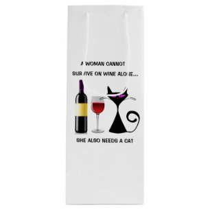 Bolsa Para Vino Bolso del vino con el refrán divertido del gato y